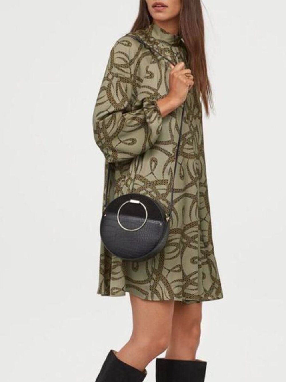 H&M x Richard Allan dress Khaki Green 60s Vibe Tunic - Size 10